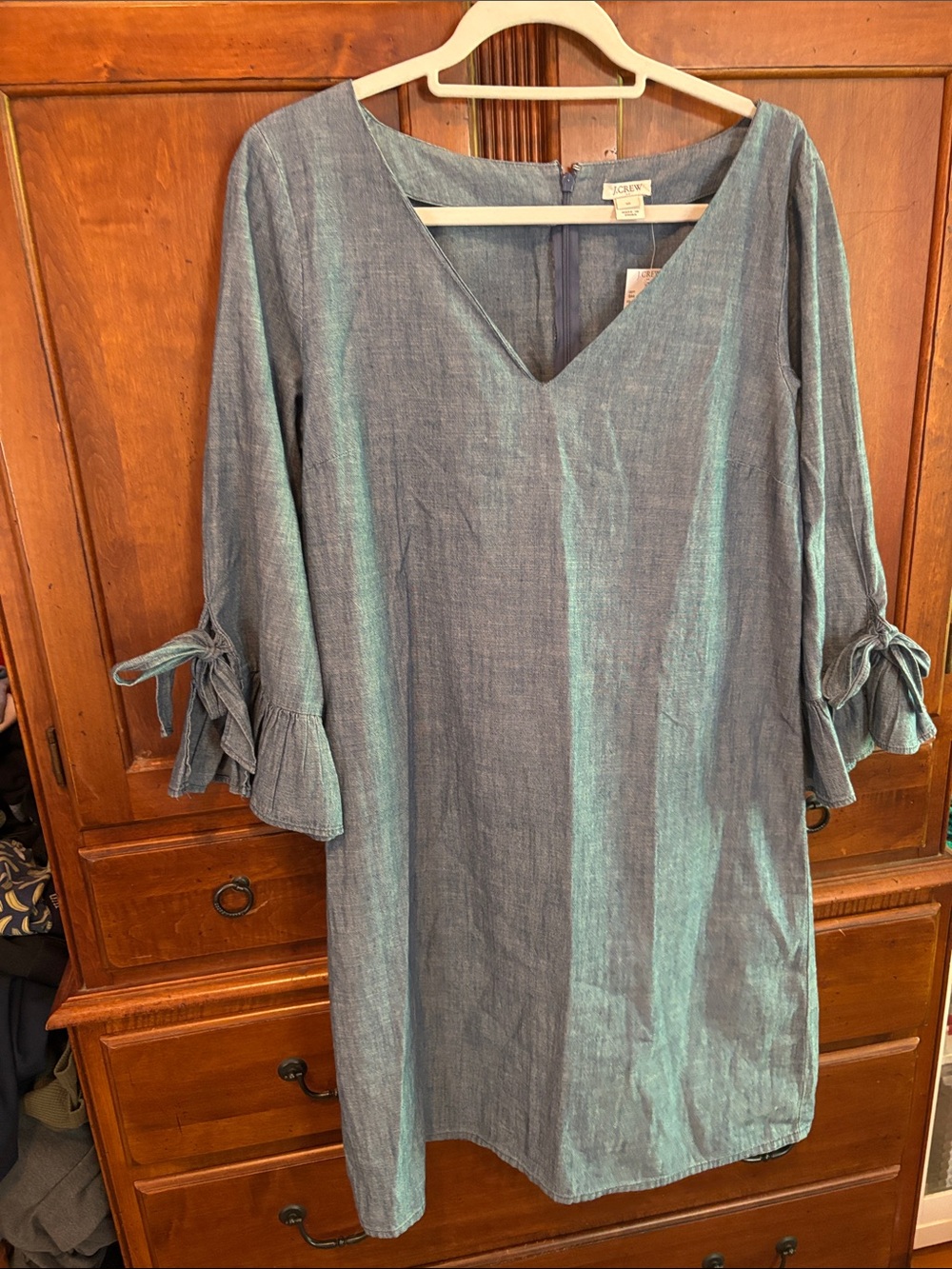 J. Crew Blue cotton V-Neck Chambray Dress